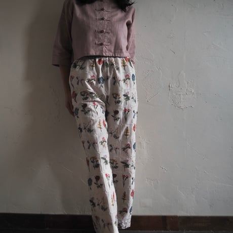 flower embroidered pants