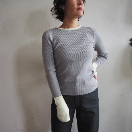 bi-color rib knit tops