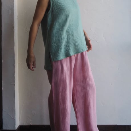 gaze cotton no sleeve blouse