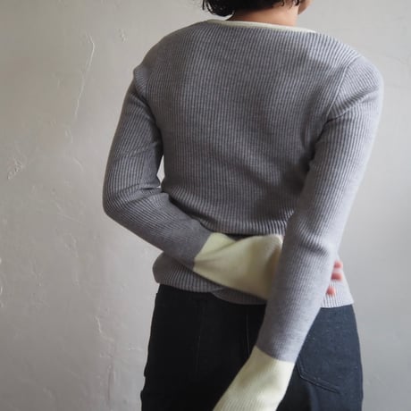bi-color rib knit tops