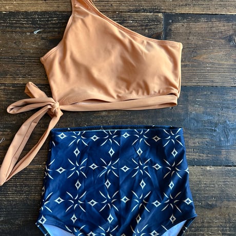 high waist one shoulder bikini