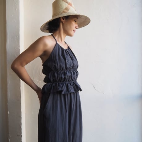 halter neck gather blouse