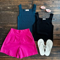 square neck rib knit cami tops