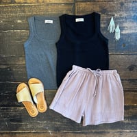round neck rib knit tank