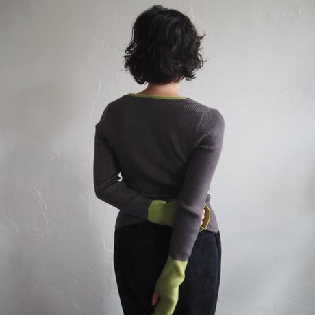 bi-color rib knit tops