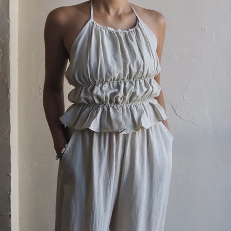 halter neck gather blouse