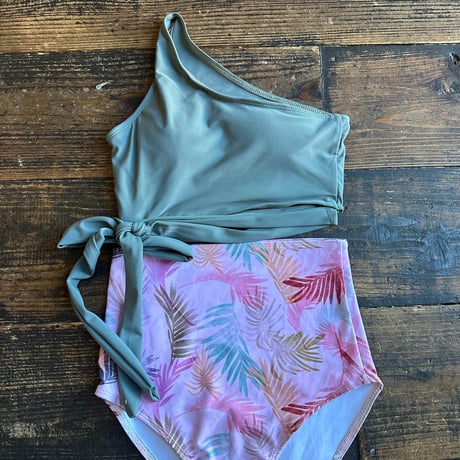 high waist one shoulder bikini