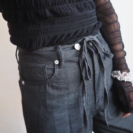 dot damage denim pants