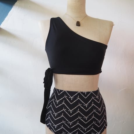 high waist one shoulder bikini