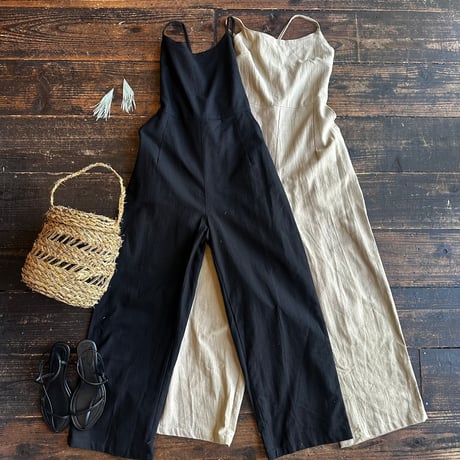 lace up cotton jumpsuit