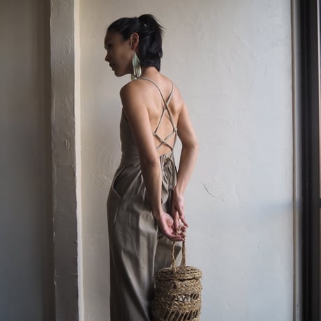 lace up cotton jumpsuit