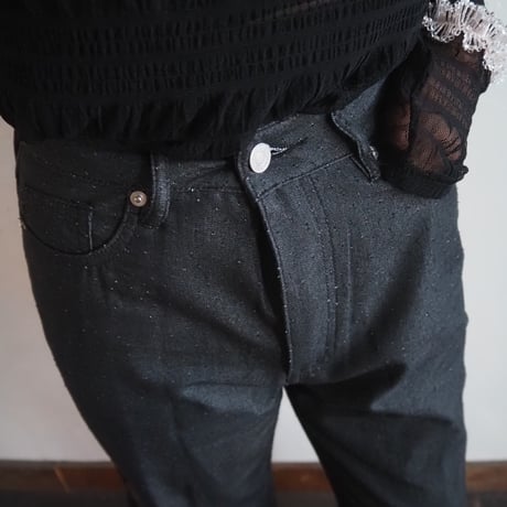 dot damage denim pants