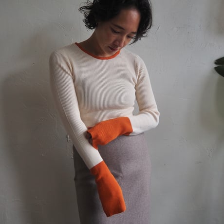 bi-color rib knit tops