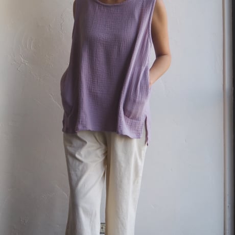 gaze cotton no sleeve blouse