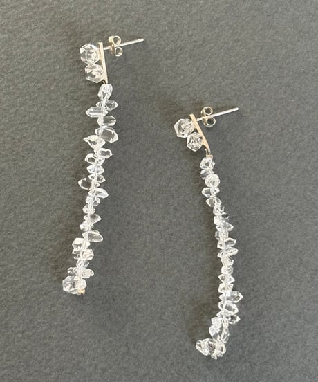 minamo with herkimer diamonds pierced earrings