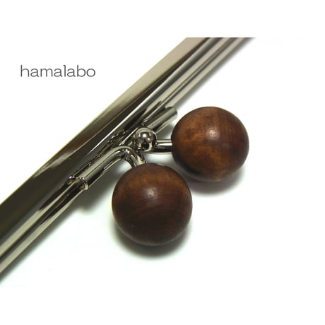 蔵出し！廃盤品の限定復活！【HA-b1258】22cm/角型(茶色の木玉×シルバー)