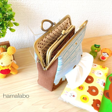 【HA-1889】親子口金12cm(新リボン×ソフトシルバー)