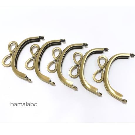がま口の日セール！8月8日販売開始！大特価！【HA-2599】リボン口金/7.5cmくし型(アンティークゴールド) /5本セット
