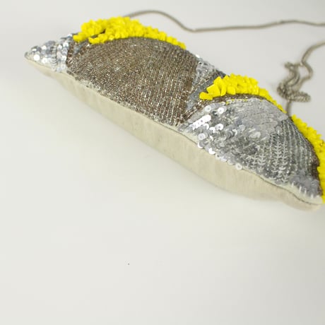 Vintage yellow beads stylish clutch bag