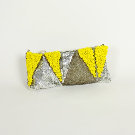 Vintage yellow beads stylish clutch bag