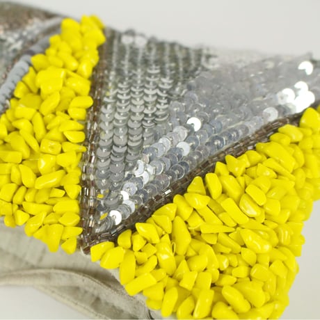 Vintage yellow beads stylish clutch bag