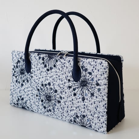 利休バッグ  / Navy White boucle  / R_1180