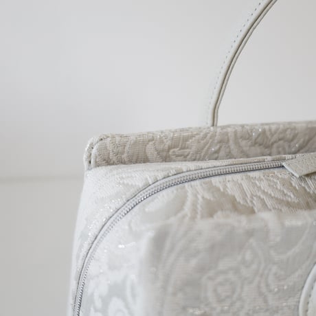 利休バッグ  / White Silver Damask  / R_1181