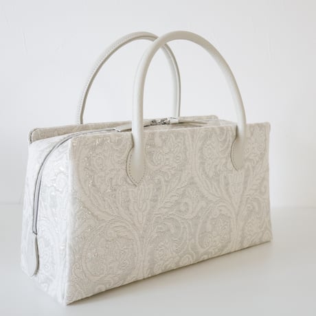 利休バッグ  / White Silver Damask  / R_1181