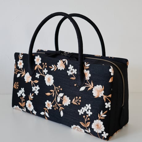 利休バッグ  / Black Floral  / R_1182
