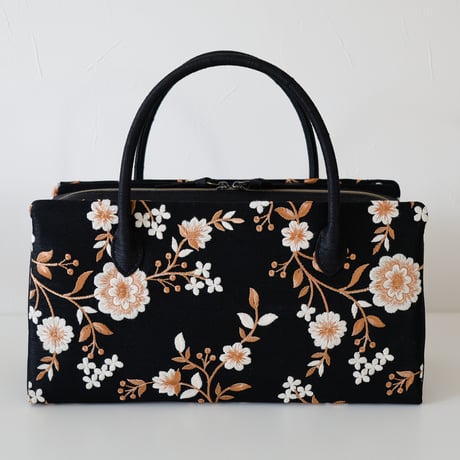 利休バッグ  / Black Floral  / R_1182