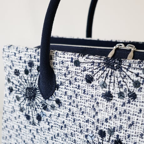 利休バッグ  / Navy White boucle  / R_1180