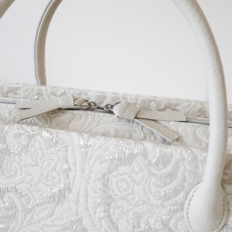 利休バッグ  / White Silver Damask  / R_1181