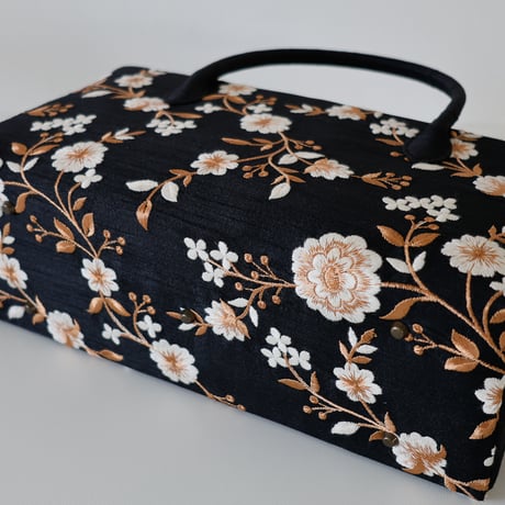 利休バッグ  / Black Floral  / R_1182