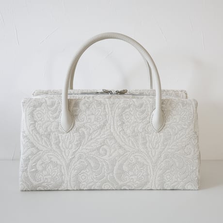 利休バッグ  / White Silver Damask  / R_1181