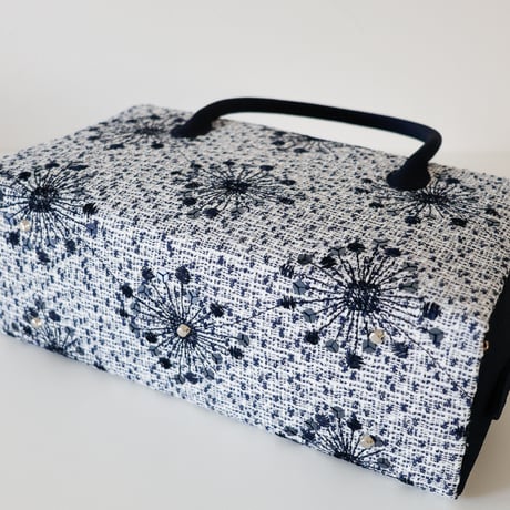利休バッグ  / Navy White boucle  / R_1180