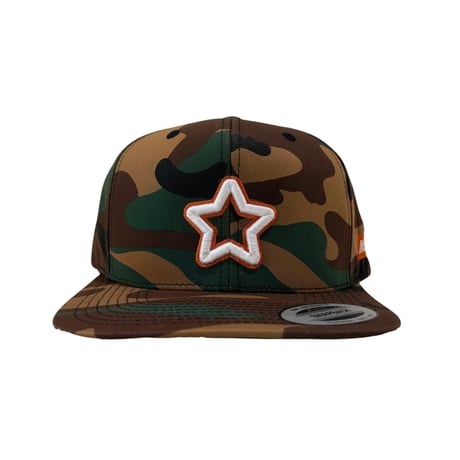 double star flat visor cap camo