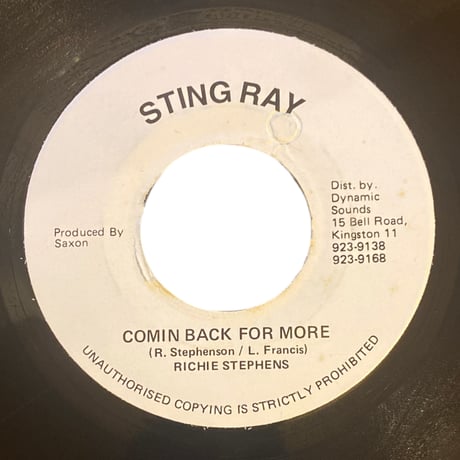 COMIN BACK FOR MORE / RICHIE STEPHENS (7インチレコード)