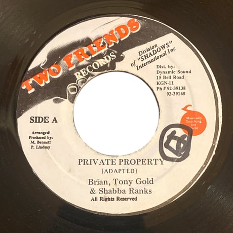 PRIVATE PROPERTY / BRIAN, TONY GOLD & SHABBA RANKS (7インチレコード)