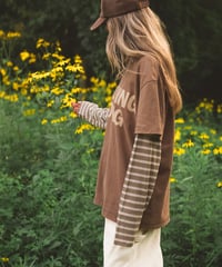 SLOW HOURS SHEER STRIPED LONG SLEEVE TEE - KHAKI