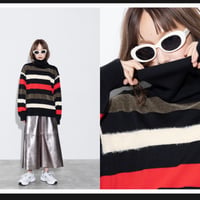 予約商品！2026autumn/winter MG KN-26120-A 異素材ボーダータートルニット　~margaux vintage~