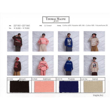 予約商品！2027spring  THOMAS MAGPIE  トーマスマグパイ271851 C/T Sweat(Small)【先行予約：3月お届け】