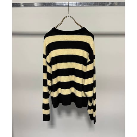 予約商品！2026autumn/winter MG KN-26121-A 異素材ボーダークルーカーディガン　~margaux vintage~