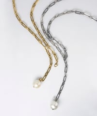 【anq.】コットンパール ステンレス ロングネックレス