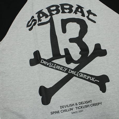 【SABBAT13】 "13X-BONE RAGLAN 3/4 T" / GRAY-BLACK