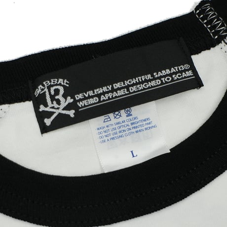 【SABBAT13】 "13X-BONE RAGLAN 3/4 T" / WHITE-BLACK