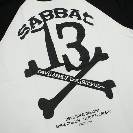 【SABBAT13】 "13X-BONE RAGLAN 3/4 T" / WHITE-BLACK