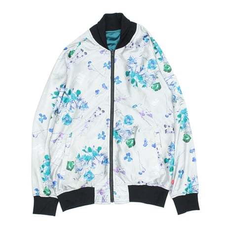 【USED】 VIRGOwearworks "COSMIC FLOWER 2FACE JKT" / L.GRY×AQUA Size3(L)