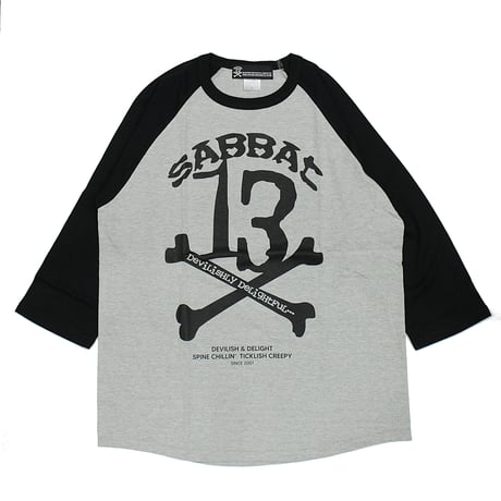 【SABBAT13】 "13X-BONE RAGLAN 3/4 T" / GRAY-BLACK