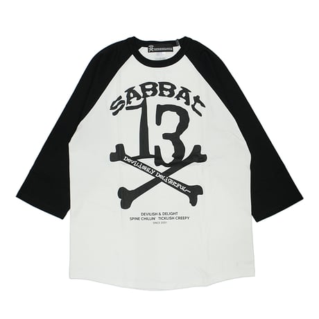 【SABBAT13】 "13X-BONE RAGLAN 3/4 T" / WHITE-BLACK