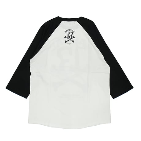 【SABBAT13】 "13X-BONE RAGLAN 3/4 T" / WHITE-BLACK